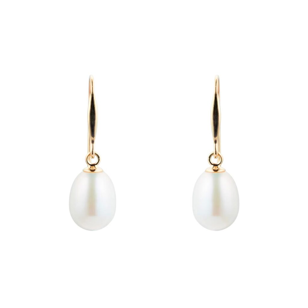 9ct Yellow Gold 7mm Freshwater Pearl Drop Earrings