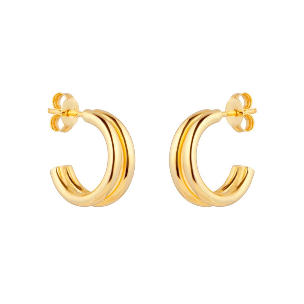 9ct Yellow Gold Double Layer Hoop Earrings