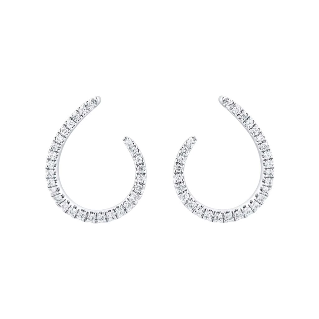 9ct White Gold 0.25cttw Diamond Open Hoop Earrings