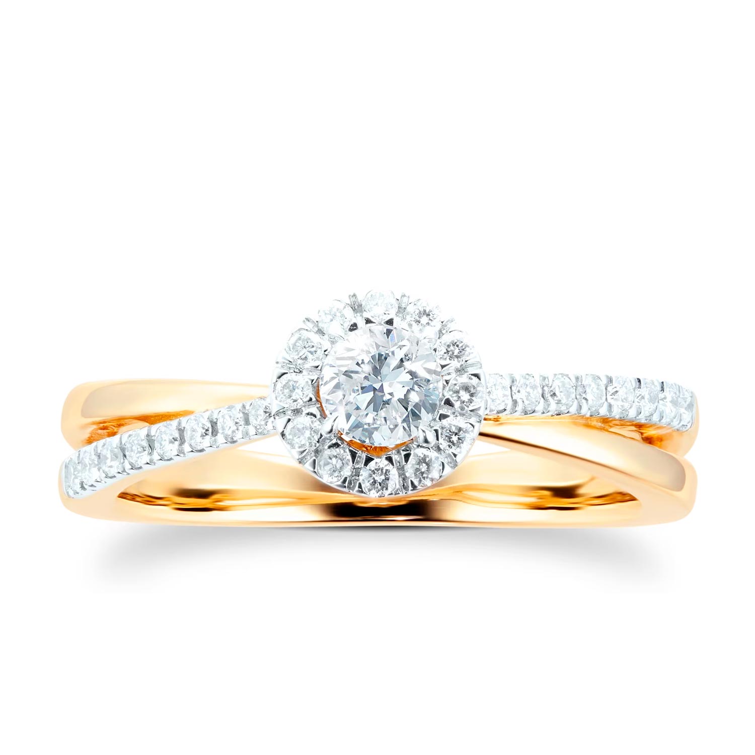 18ct Yellow Gold 0.40ct Round Halo Engagement Ring - Image 4