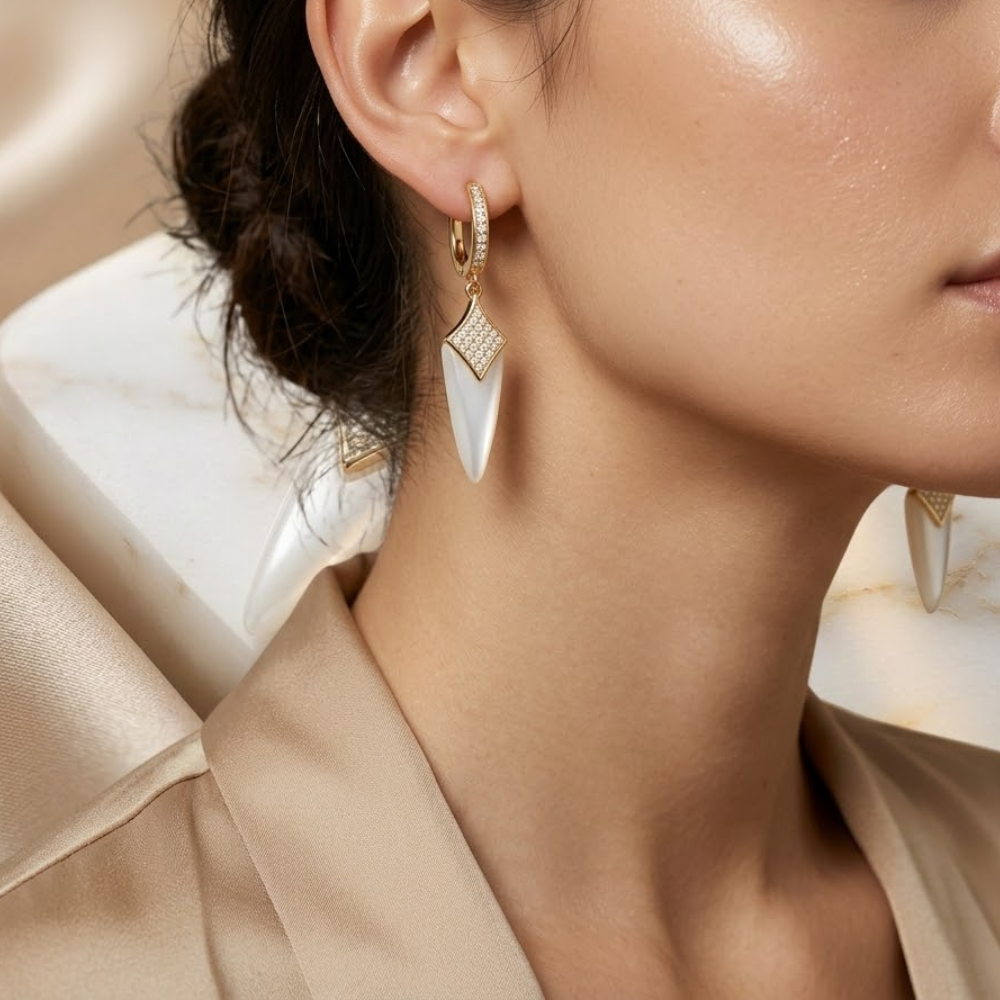 White diamond drop earing - Image 3
