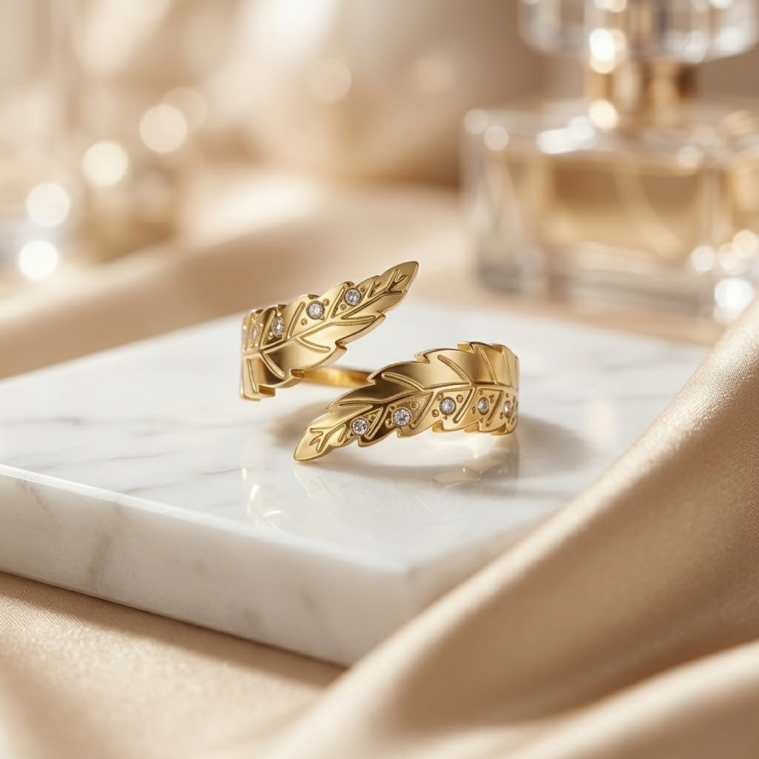Golden Leaf Wrap Ring - Image 2