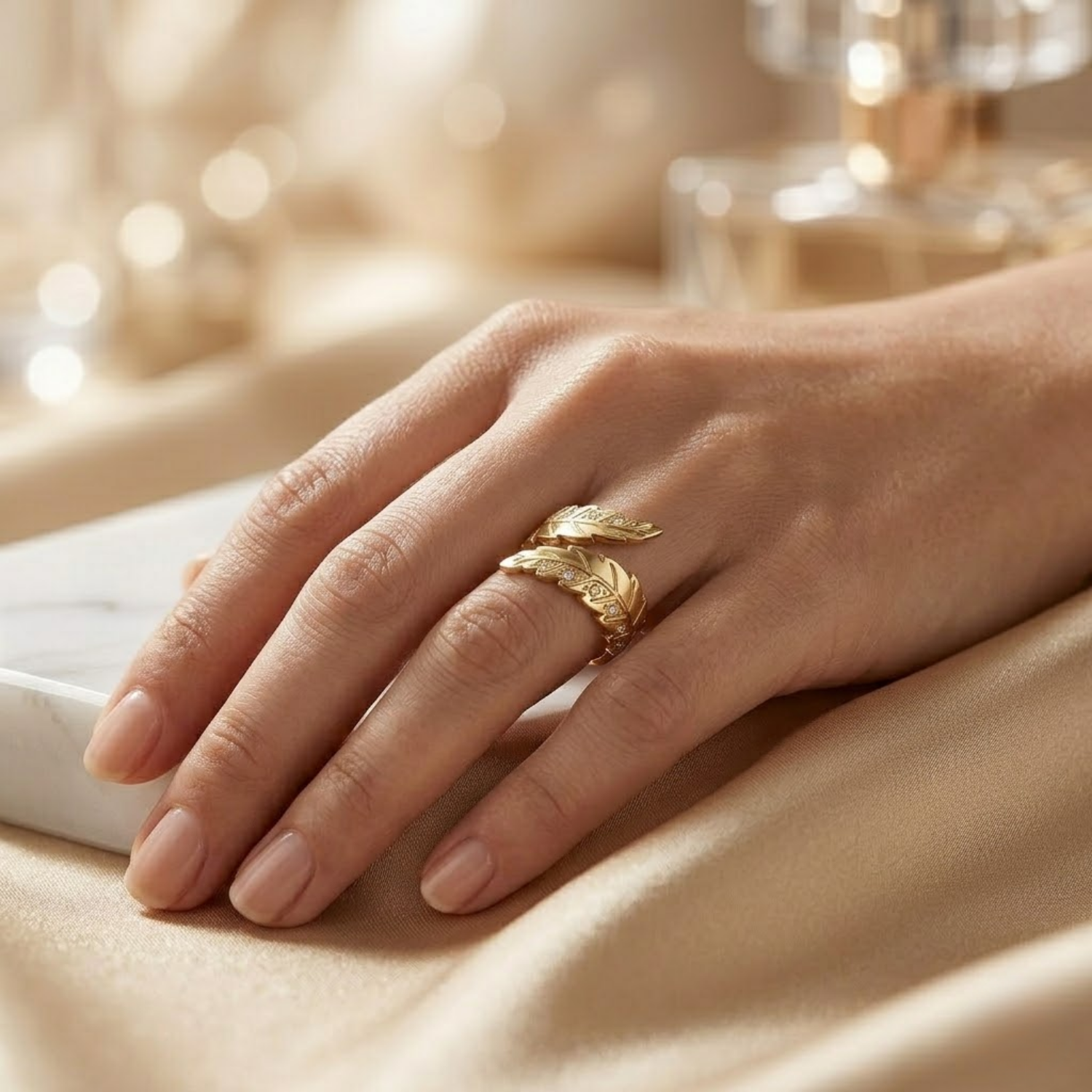 Golden Leaf Wrap Ring - Image 3
